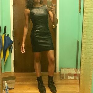 H&M faux distressed leather dress